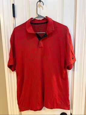 Nike Red Polo Shirt with Black Placket